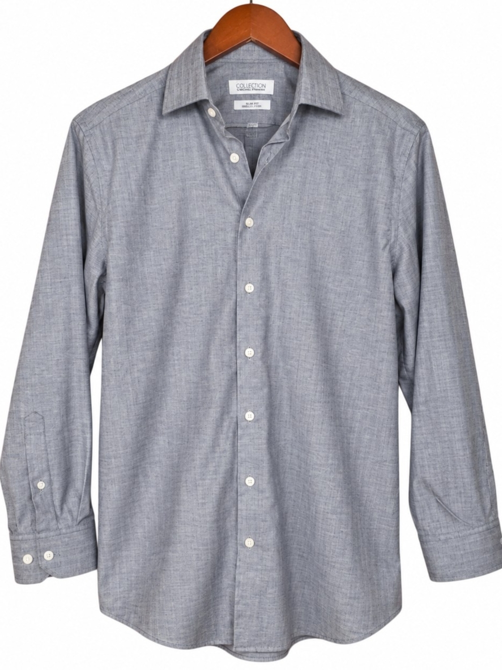 Michael Strahan Men’s 15.5 32/33 Gray Wrinkle Free Stretch Dress Shirt